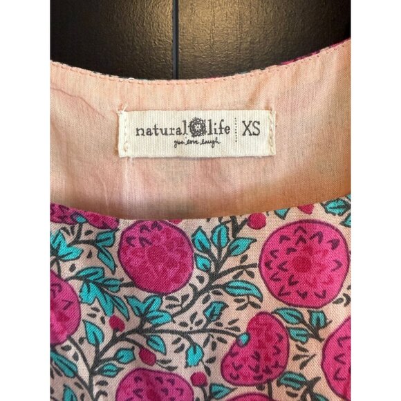 Natural Life Anna Tiered Pink Puff Floral Sleeveless Mini Dress XS Pockets Boho - Picture 3 of 7